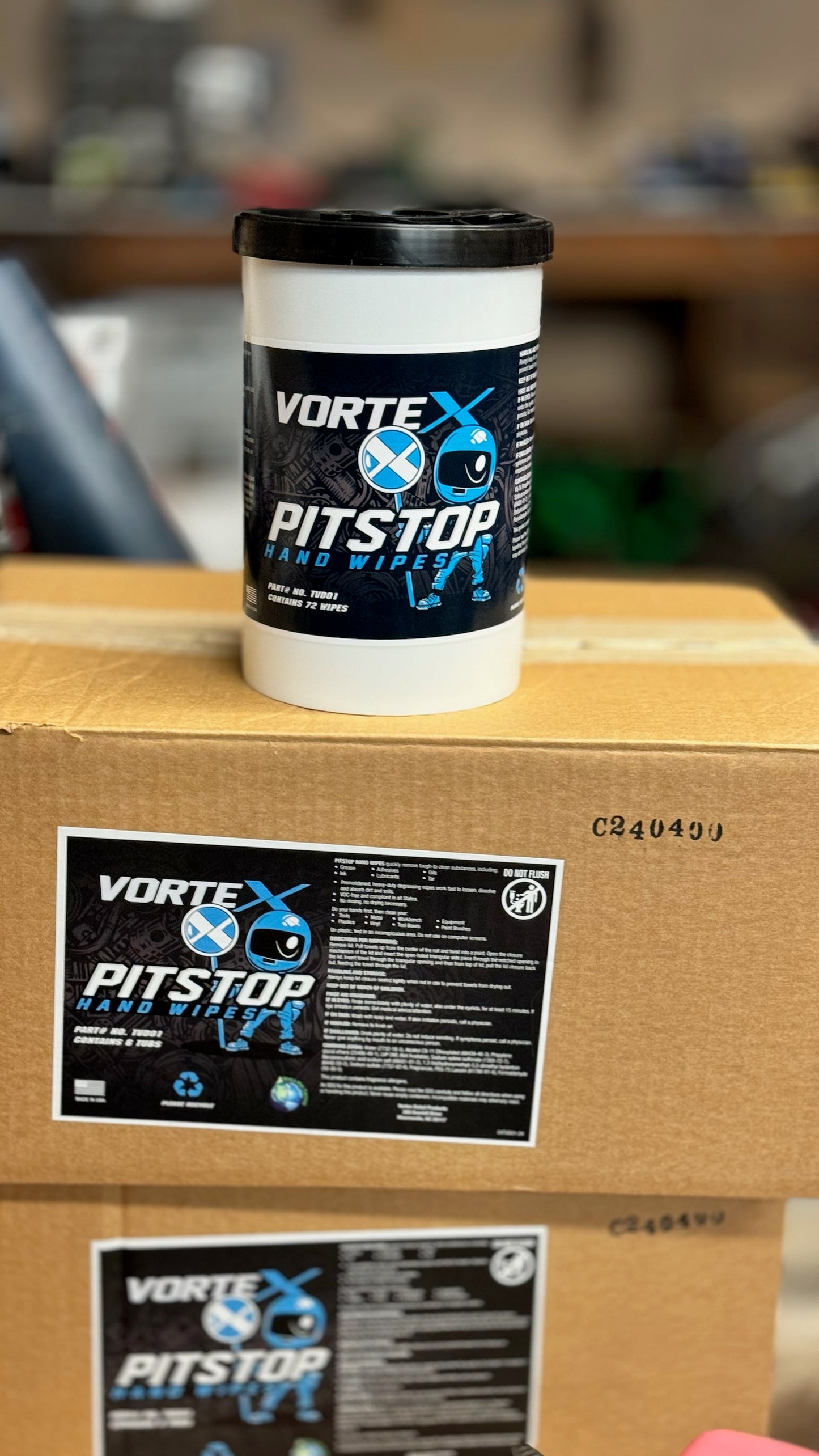 Vortex “Pit Stop” Hand Wipes - Single Tub